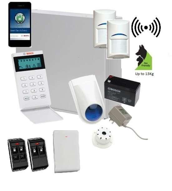 Bosch Solution 3000 Alarm System with 2 x Wireless detectors Icon Code pad Deluxe Remote Kit IP Module