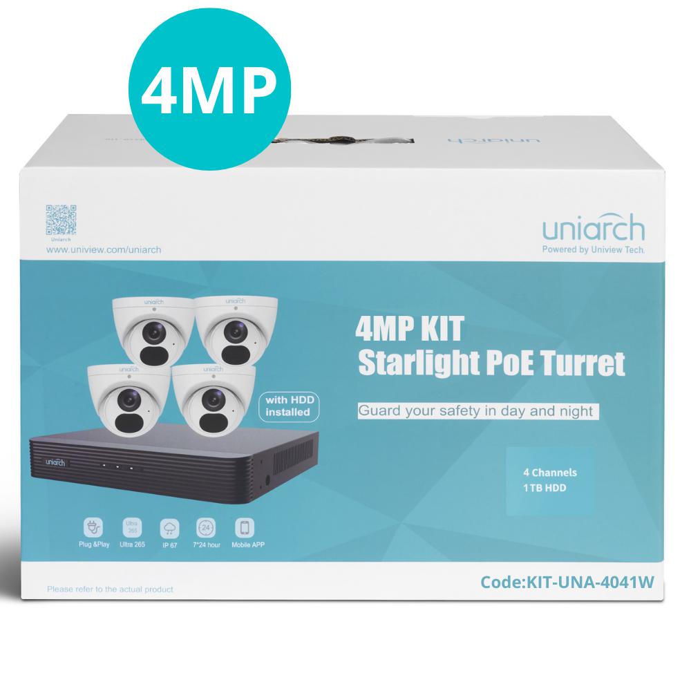 Uniarch CCTV Kit, 4MP, 4 Channel,UNA-4041W-CTC Security