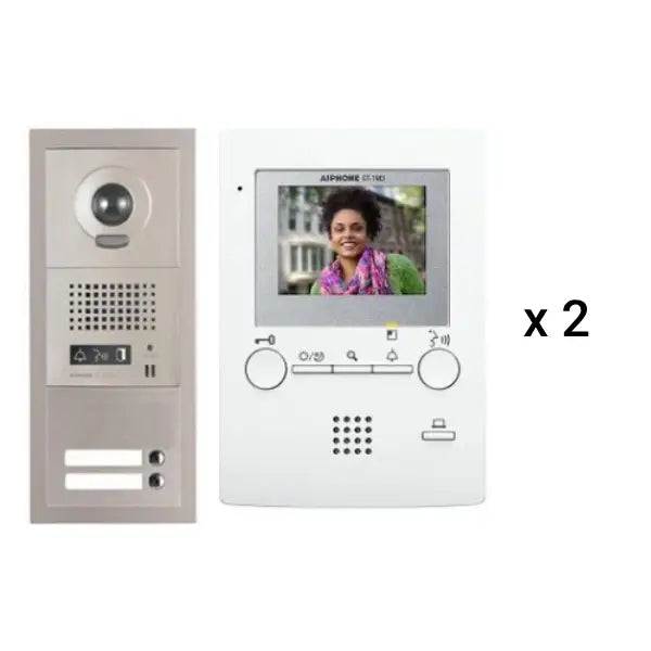 Aiphone GT-2V3 2 Apartment Multi Tenant 3.5" Video Intercom System Set(GT-1M3)-CTC Security