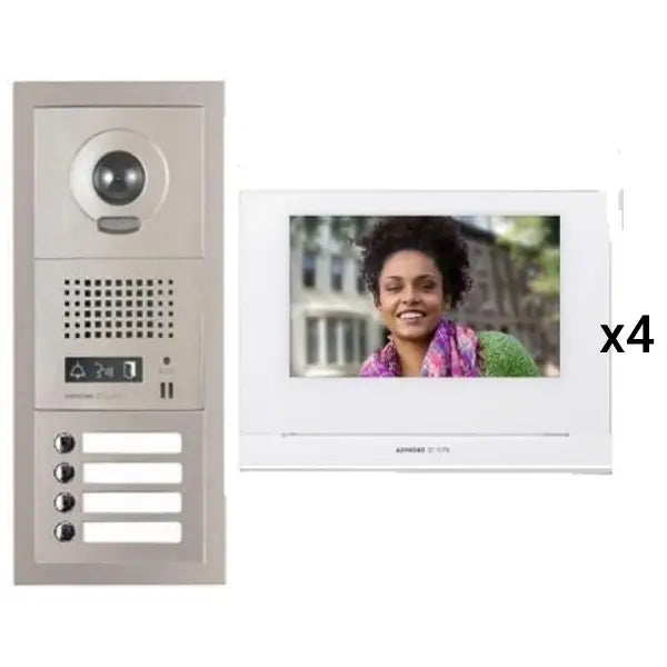 Aiphone GT-4V7 4 Apartment Multi Tenant 7" Video Intercom System Set(GT-1C7)