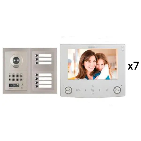 Aiphone GT-7V7 7 Apartment Multi Tenant 7" Video Intercom System Set(GT-1C7)