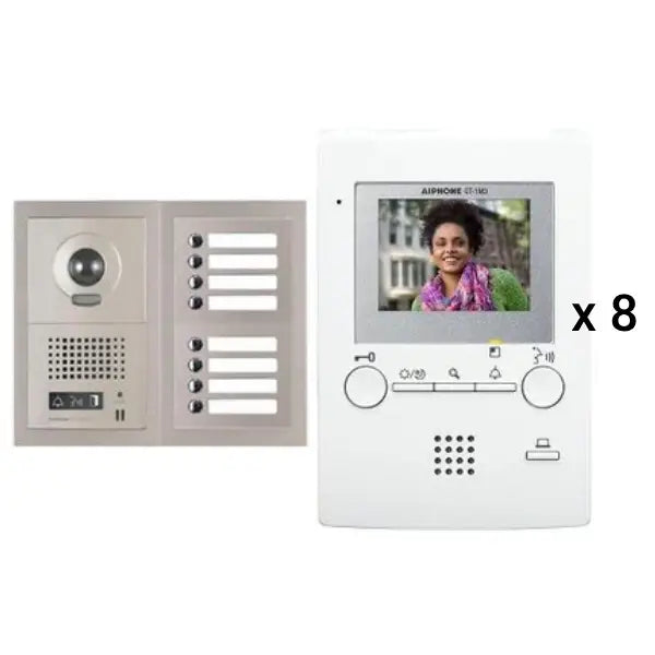 Aiphone GT-8V3 8 Apartment Multi Tenant 3.5" Video Intercom System Set(GT-1M3)