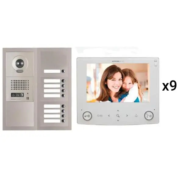 Aiphone GT-9V7 9 Apartment Multi Tenant 7" Video Intercom System Set(GT-1C7)