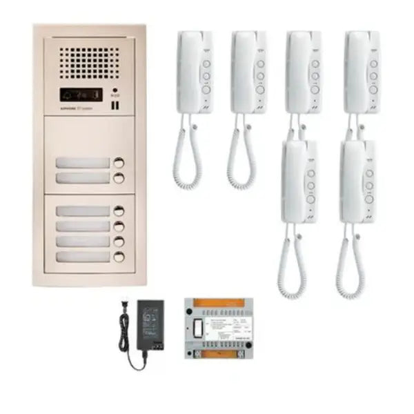 Aiphone GT-6H 6 Apartment Multi Tenant Audio Handset Intercom System Set(GT-1D)