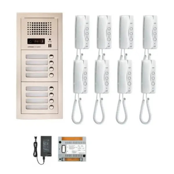 Aiphone GT-8H 8 Apartment Multi Tenant Audio Handset Intercom System Set(GT-1D)