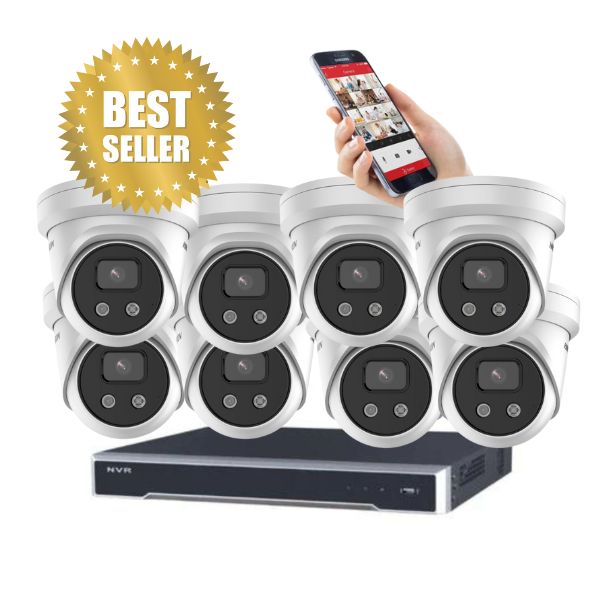 Hikvision CCTV Kit, AcuSense, 8 x 8MP Turret, 8CH NVR with 4TB HDD