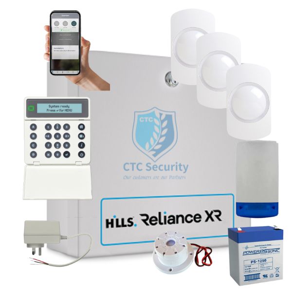 Hills Security Alarm System Reliance XR, NXG-1830 with Guardall Detectors