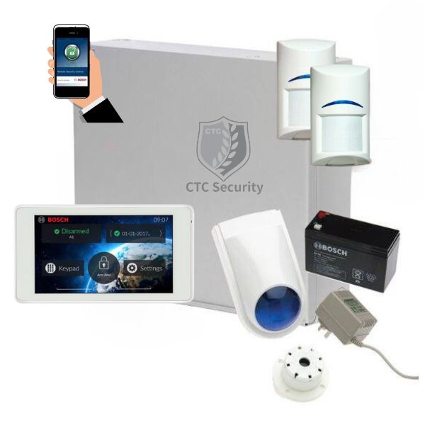 Bosch Solution 2000 Alarm System with 2 x Quad Detectors+ 5" Touch Screen Code pad+ IP Module