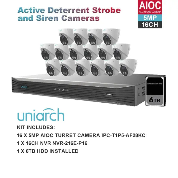 UNIARCH 5MP 16CH AIOC WITH 16*AIOC CAMERAS