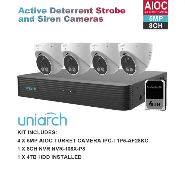 UNIARCH 5MP 8CH AIOC WITH 4*AIOC CAMERAS