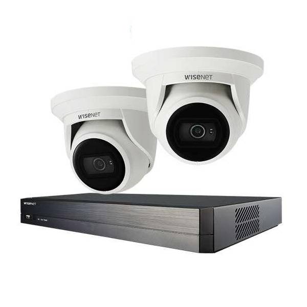 Wisenet Hanwha CCTV Kit, 4 Channel Network Recorder, 2 x 4MP Turret Cameras