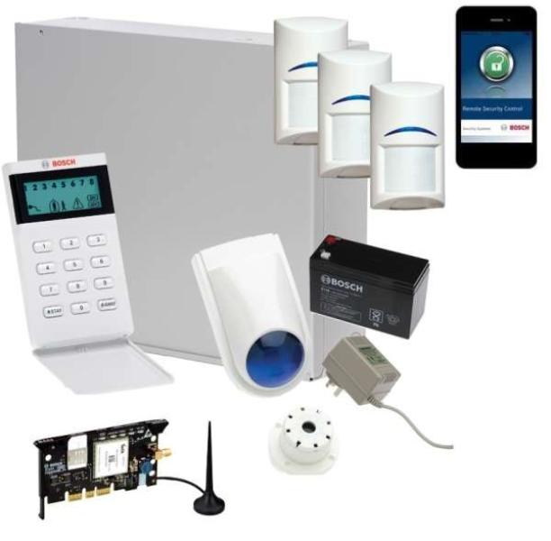 Bosch Solution 3000 Alarm System with 3 x Gen 2 Quad Detectors+ Icon Code pad+GSM Module-CTC Security