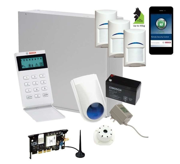 Bosch Solution 3000 Alarm System with 3 x Gen 2 Tritech Detectors+ Icon Code pad+GSM Module